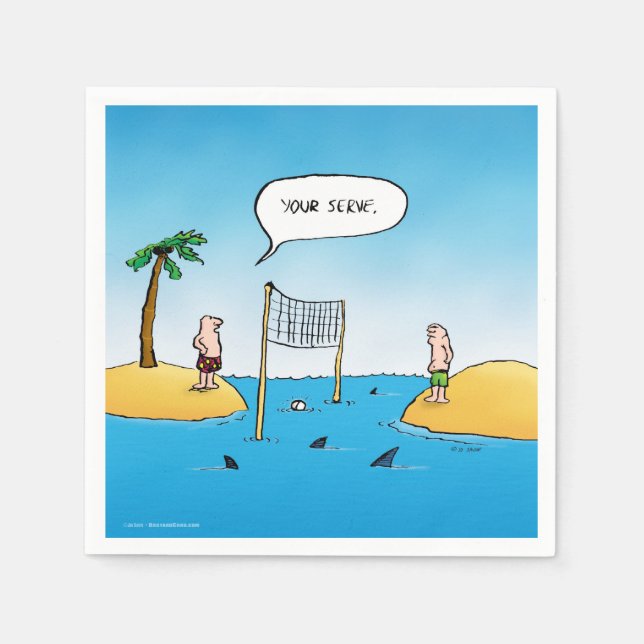 Shark Volleyball Funny Tecknad Pappersservett (Framsidan)