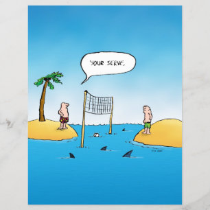 Shark Volleyball Funny Tecknad Reklamblad