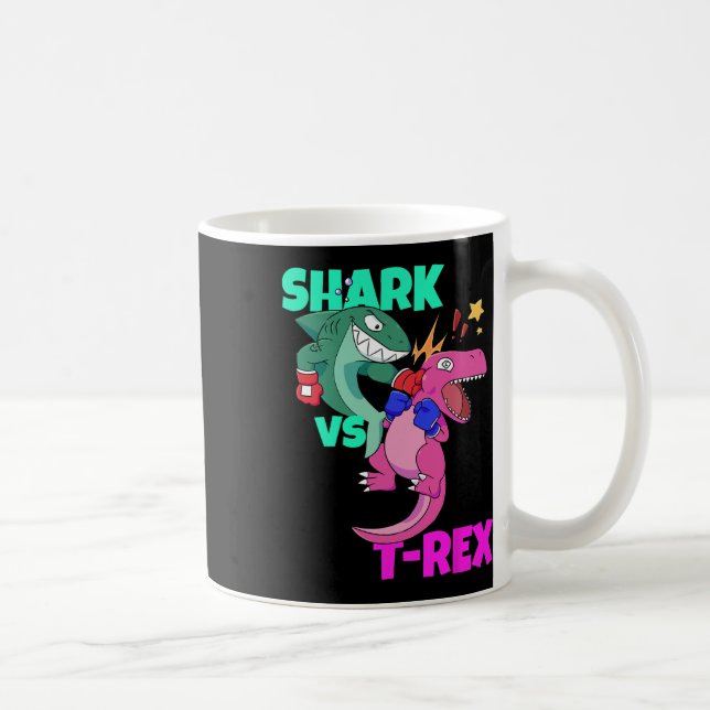 Shark Vs Dinosaur T Rex Boxing Glove För barn Boy Kaffemugg (Höger)