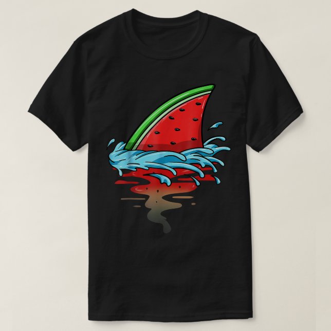 Shark Watermelon Älskare Fish Summer Fruit Slice S T Shirt (Design framsida)