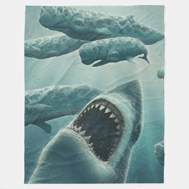 SHARK & WHALES FLEECE BLANKET (Framsidan)