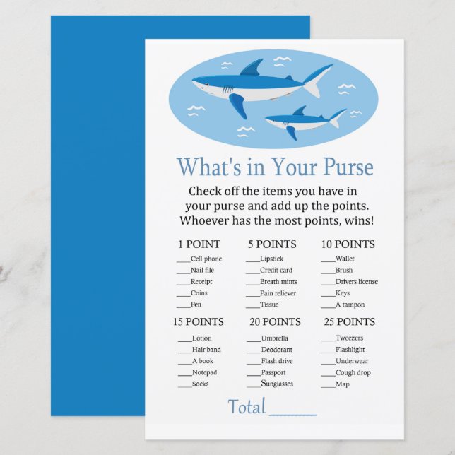 Shark What's in your purse match babydusch (Fram/baksida)