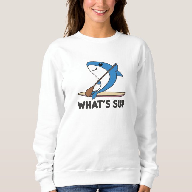 Shark Whats Sup Team Funny Sharks Paddling T Shirt (Framsida)