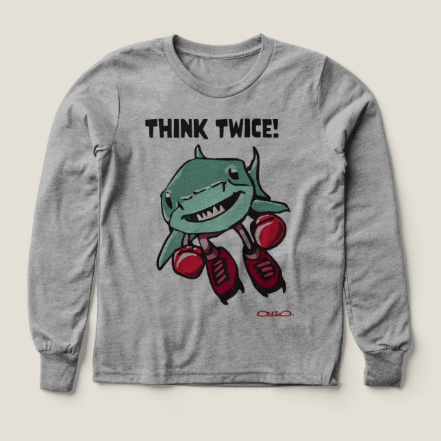 Shark with boxing gloves Long sleeve T-Shirt (Design framsida)
