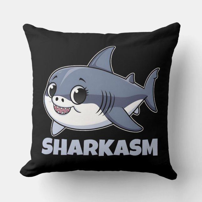 Sharkasm med Porbeagle Shark Baby Funny Pun Kudde (Framsida)