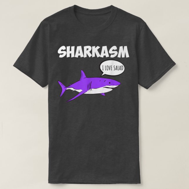 Sharkasm sarcasm shark irony Vegetarian Vegan T Shirt (Design framsida)