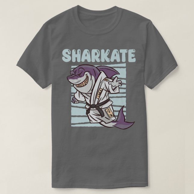 Sharkate Funny Karate Shark Apparel Sharks Älskare T Shirt (Design framsida)