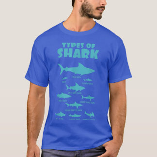 SharkBoys TYPES OF SHARKS Scuba Diver Gift T Shirt