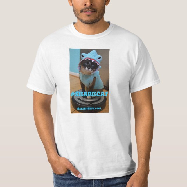 #SharkCatT-tröja. Lycklig #SharkWEEK Tee Shirt (Framsida)