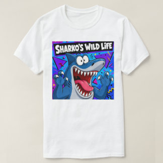 SHARKO'S WILD LIFE | Retro 90-tals tecknad haj T Shirt