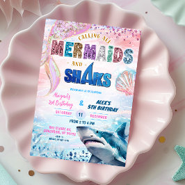 Sharks and Mermaids Joint Birthday invitation Inbjudningar