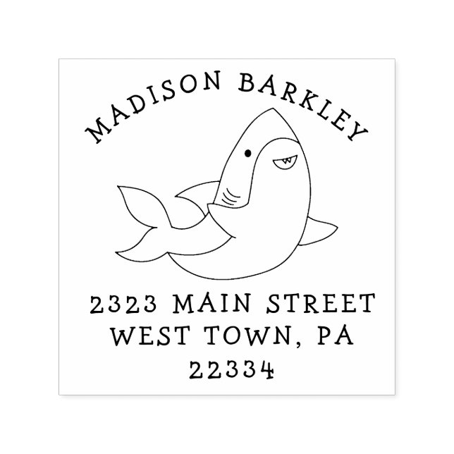 Sharks Barn Cute Kawaii Returadress Frimärke Självfärgande Stämpel (Design)