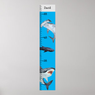 Sharks Boy Namn Growth Chart Personlig Poster
