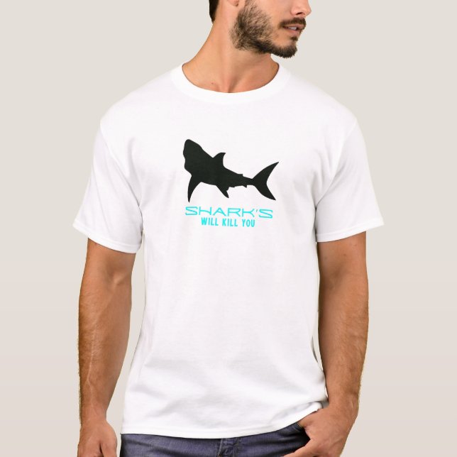 SHARKS KOMMER ATT DÖDA DIG ATT CITERA T SHIRT (Framsida)
