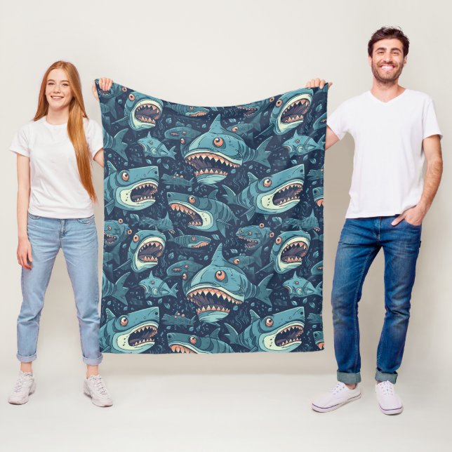 Sharks Mönster Fleecefilt (På plats)