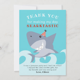 Sharktastisk Haj Fisk Födelsedagsfest Tack Kort