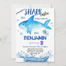 Sharktastiskt annat födelsedagsinbjudningskort