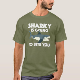 Sharky går till Bita som du utformar - grundläggan T Shirt