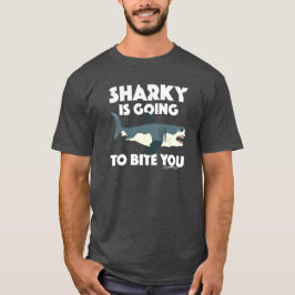 Sharky går till Bita som du utformar - grundläggan T Shirt