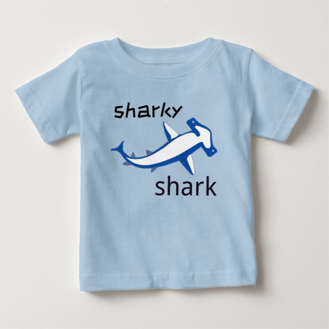 Sharky Shark Baby T-Shirt Light Blue (Framsida)