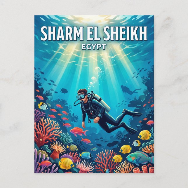 Sharm El Sheikh dykplatser Egypten Vykort (Framsida)