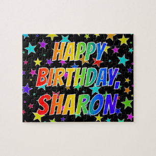 "SHARON" First Namn, Roligt "GRATTIS PÅ FÖDELSED Pussel