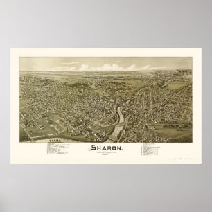 Sharon panorama- karta för PA - 1901 Poster