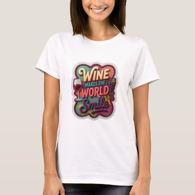 Sharp Gold VIN FÅR VÄRLDEN ATT LE Quote Shirt T (Framsida)