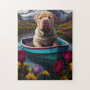 Sharpei i en paddel: Ett naturskönt äventyr Pussel