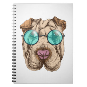 Sharpei in sunglass anteckningsbok
