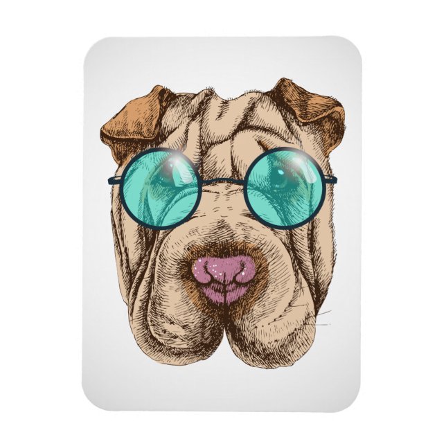 Sharpei in sunglass magnet (Vertikal)