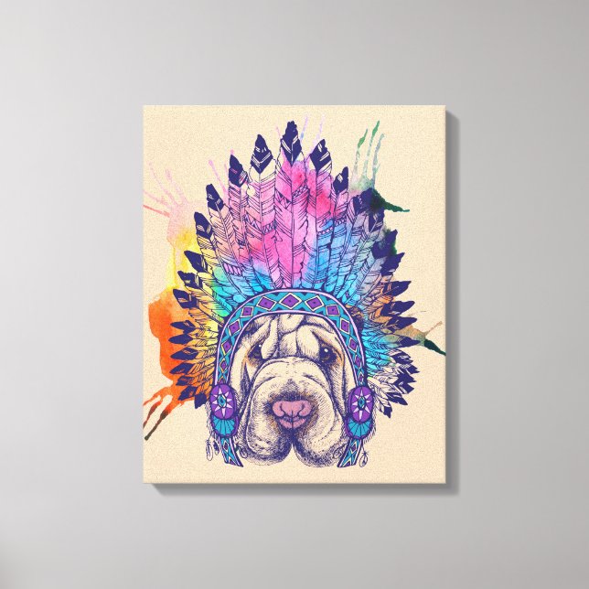 Sharpei Native Indian Chief Canvastryck (Framsida)