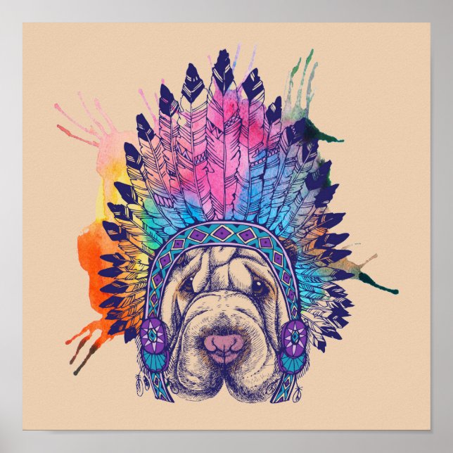 Sharpei Native Indian Chief Poster (Framsidan)