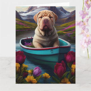 Sharpei på paddel: Ett naturskönt äventyr Kort