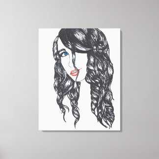 Sharpie-flicka Sträckt Canvastryck (Medium)