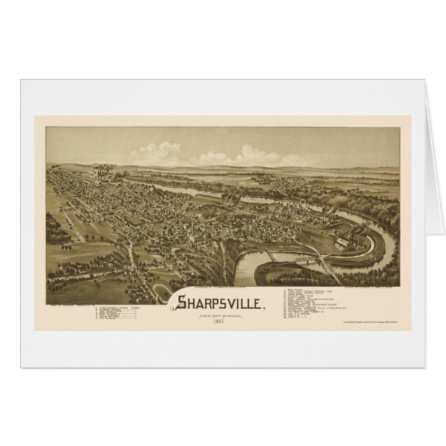 Sharpsville panorama- karta för PA - 1901 Hälsningskort (Framsidan Horizontal)