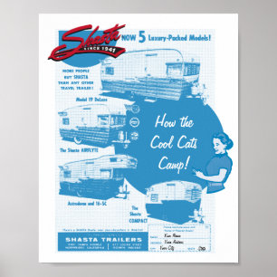 Shasta Camper Vintage annons - Coola Cats Poster