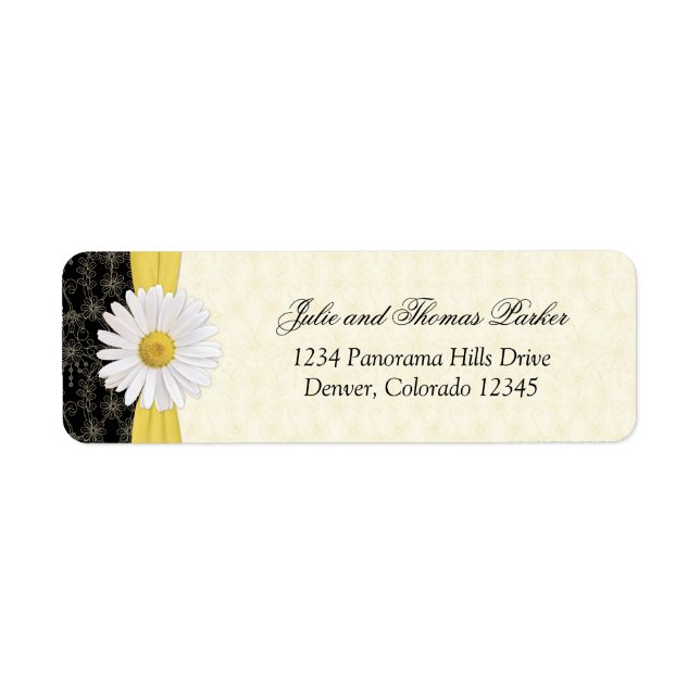Shasta Daisy Blommigt Bröllop Return-adressetikett Returadress Etikett (Framsidan)