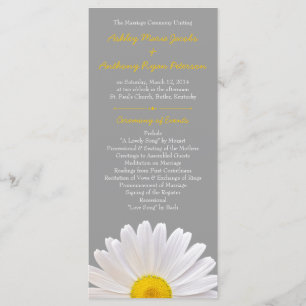 Shasta Daisy Flower Gult Grått Bröllopsprogram Program