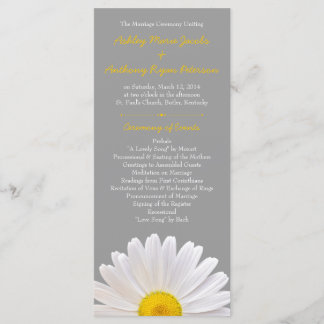 Shasta Daisy Flower Gult Grått Bröllopsprogram Program