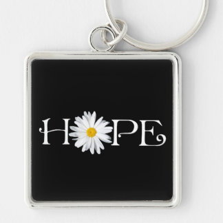 Shasta Daisy Hope Keychain Fyrkantig Silverfärgad Nyckelring