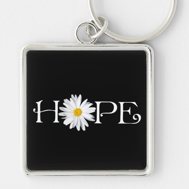 Shasta Daisy Hope Keychain Fyrkantig Silverfärgad Nyckelring (Framsidan)