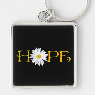 Shasta Daisy Hope Keychain Fyrkantig Silverfärgad Nyckelring