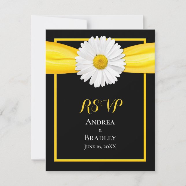 Shasta-Daisy med Gult Ribbon Responcard Card OSA Kort (Framsida)