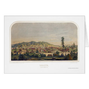 Shasta panorama- karta för CA - 1856 Hälsningskort