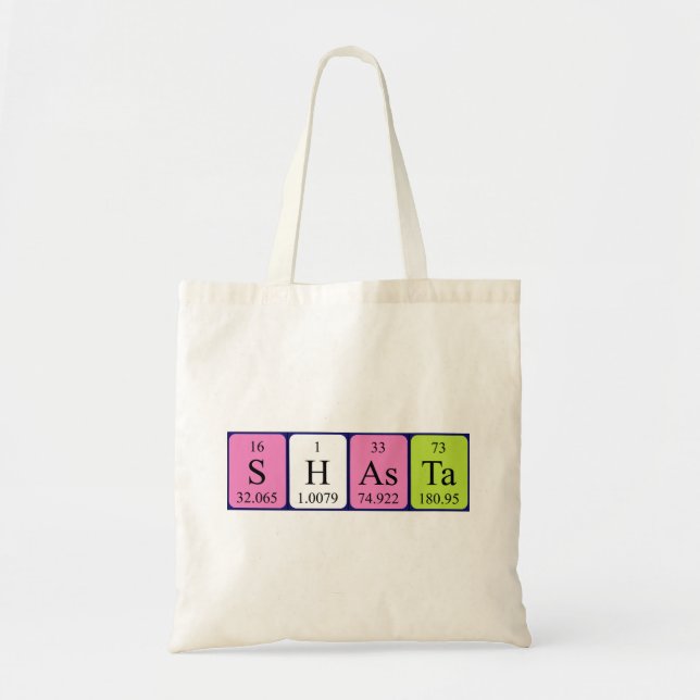 Shasta periodisk bord namn tote bag tygkasse (Framsidan)