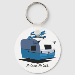 Shasta Vintage Camper - blått Nyckelring