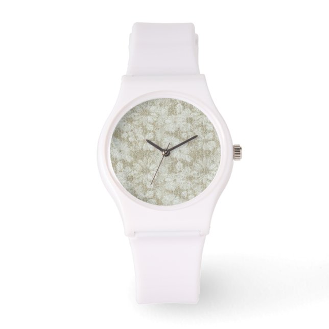 Shattered Daisy Textured Mönster i Kaffe Kräm Armbandsur (Framsida)