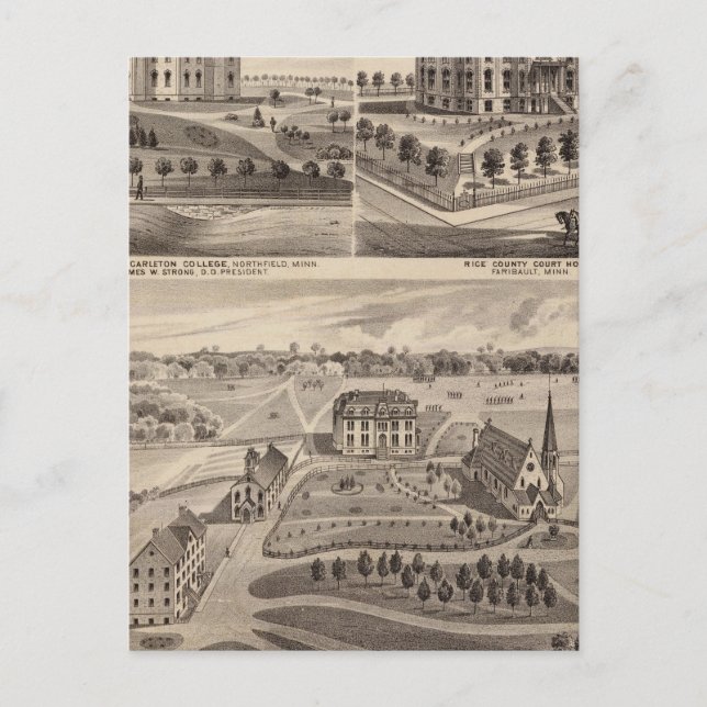 Shattuck School, Faribault Willis Hall, Minnesota Vykort (Framsida)