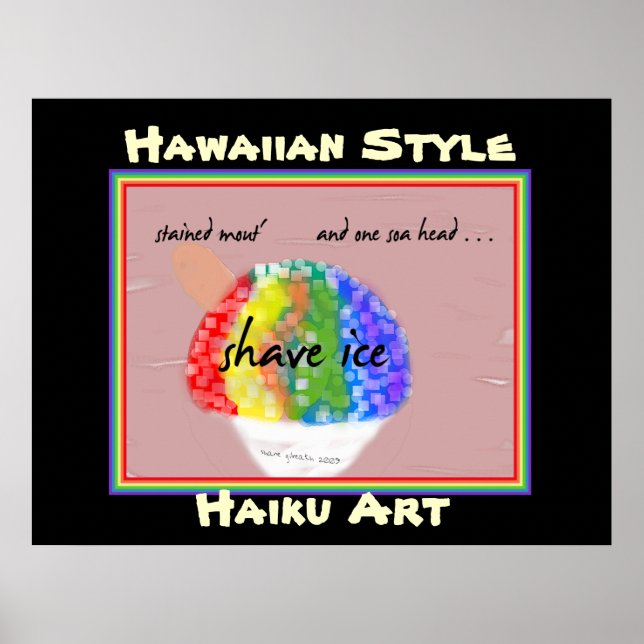 Shave Ice Hawaiian Stil Haiku Art Skriv ut Poster (Framsidan)